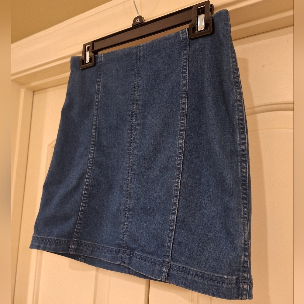Free People Modern Femme Denim Mini Pencil Skirt - Picture 3 of 7